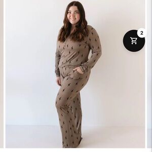 Forever French lightening bolt Brown Bamboo pjs